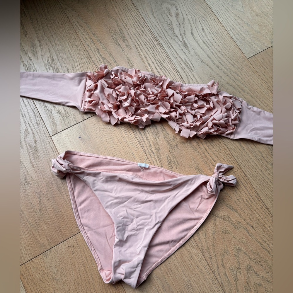 Pink Ruffled Flower Bikini Set